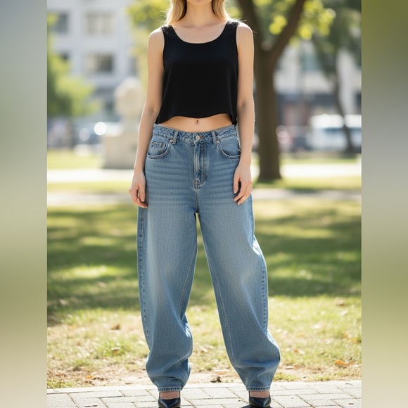 Vintage 90’s JR Nites Blousy Tank Womens Size Small/Medium Black Cropped - Picture 2 of 9